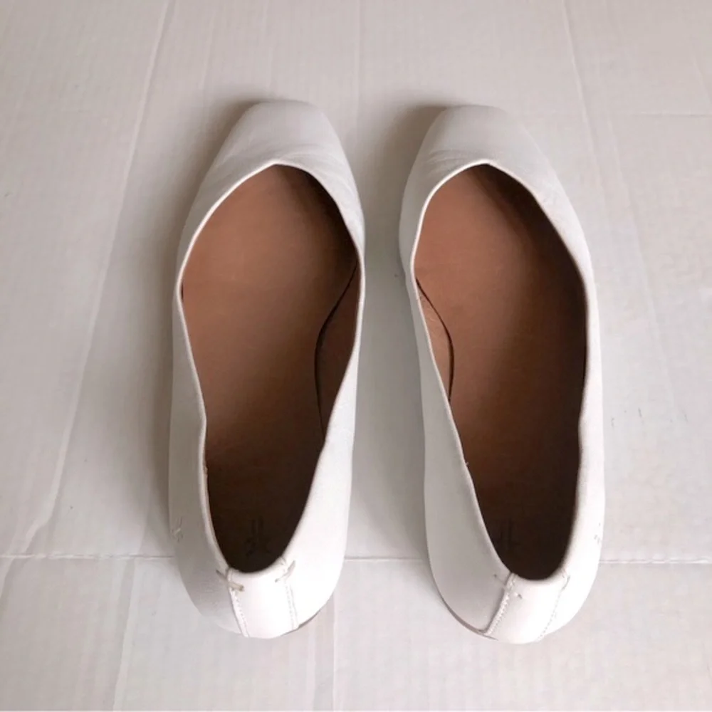 Frye Womens Dana white Square-toe Leather Heel Ballet Flats Shoes 9 - Picture 6 of 12